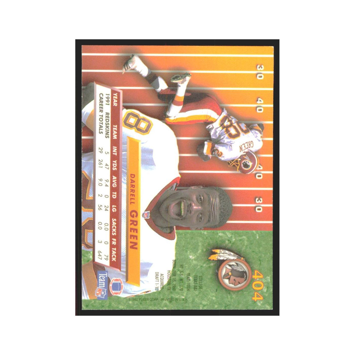 Darrell Green 1992 Fleer Ultra #404 Football Cards Football Card NM