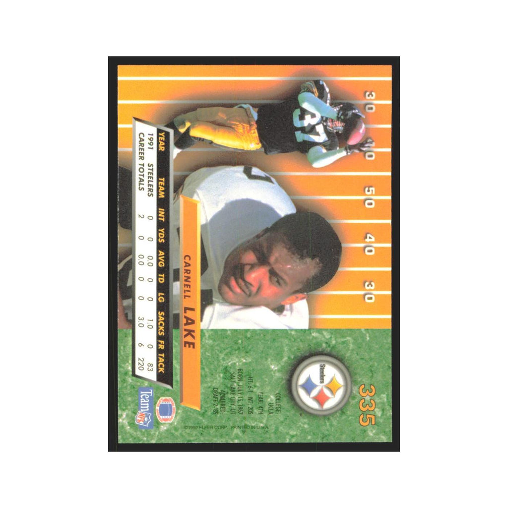 Carnell Lake 1992 Fleer Ultra #335 Football Cards Football Card NM