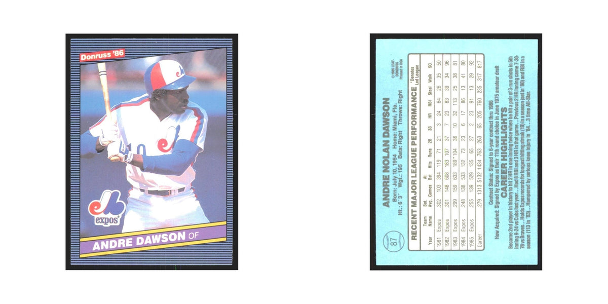 Andre Dawson 1986 Donruss #87 Montreal Expos Baseball Card NM