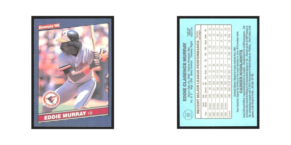 Eddie Murray 1986 Donruss #83 Baltimore Orioles Baseball Card NM