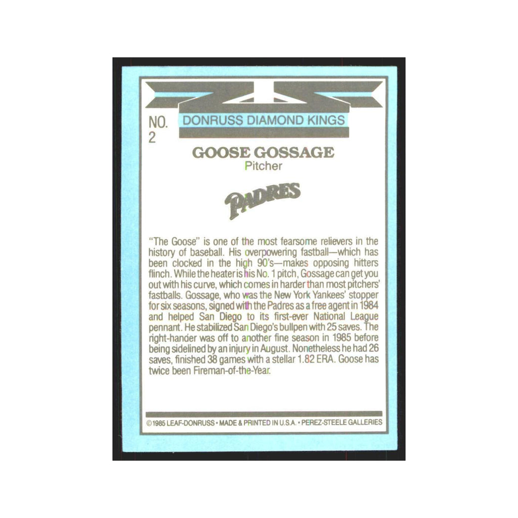 Goose Gossage 1986 Donruss #2 San Diego Padres Baseball Card NM