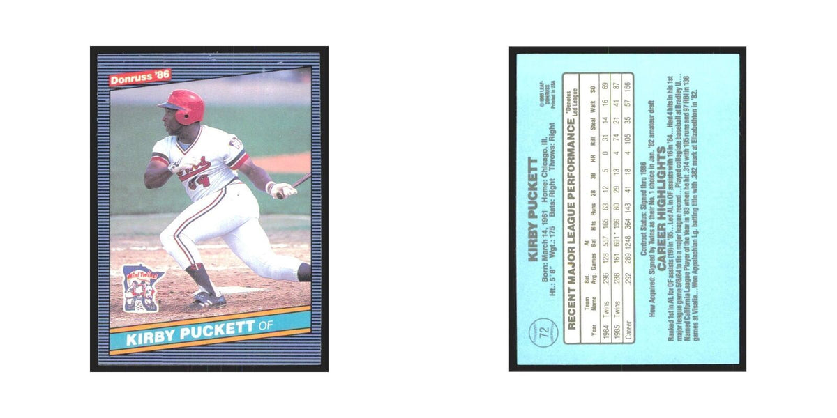 Kirby Puckett 1986 Donruss #72 Minnesota Twins Baseball Card NM