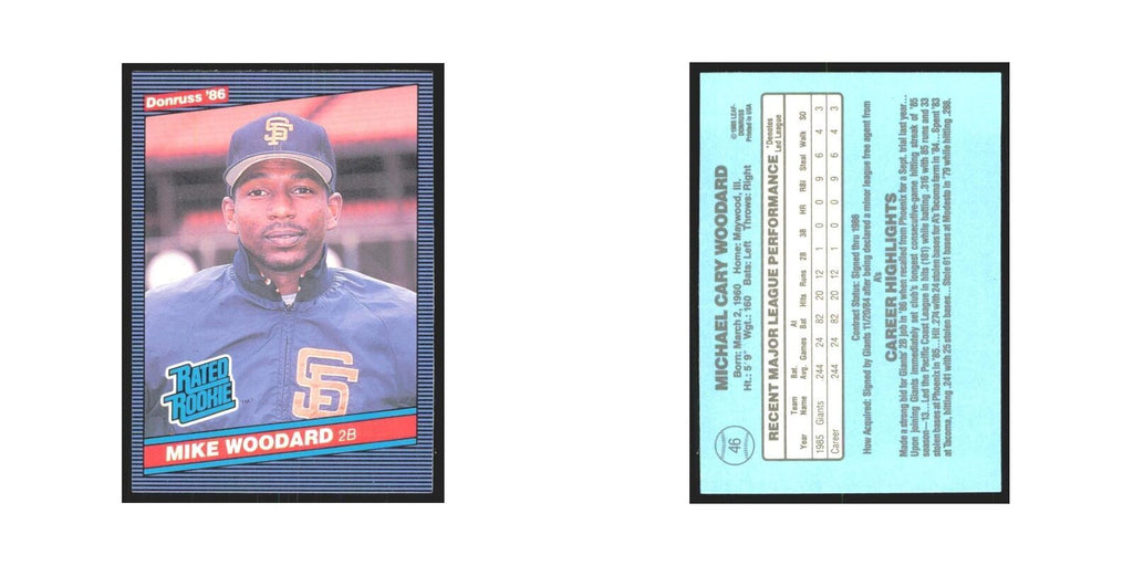 Mike Woodard Rookie 1986 Donruss #46 San Francisco Giants Baseball Card NM