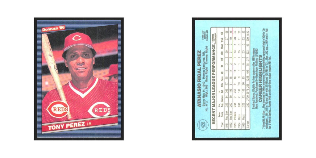 Tony Perez 1986 Donruss #428 Cincinnati Reds Baseball Card NM