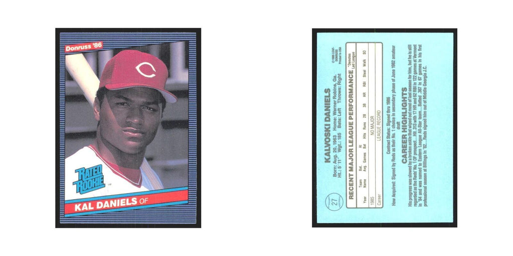 Kal Daniels 1986 Donruss #27 Cincinnati Reds Baseball Card NM