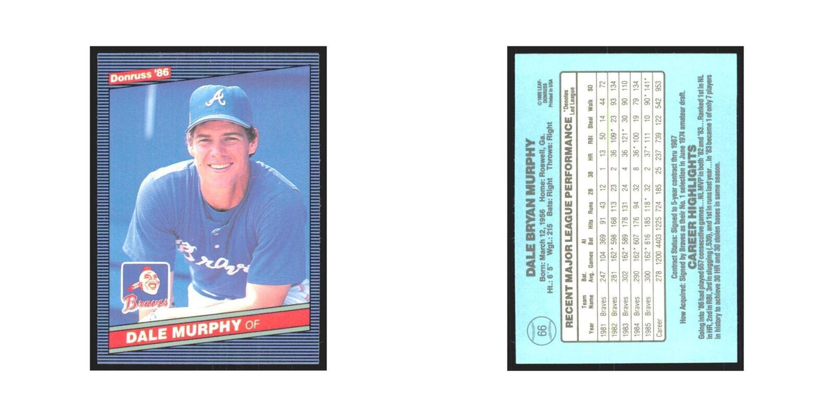 Dale Murphy 1986 Donruss #66 Atlanta Braves Baseball Card NM