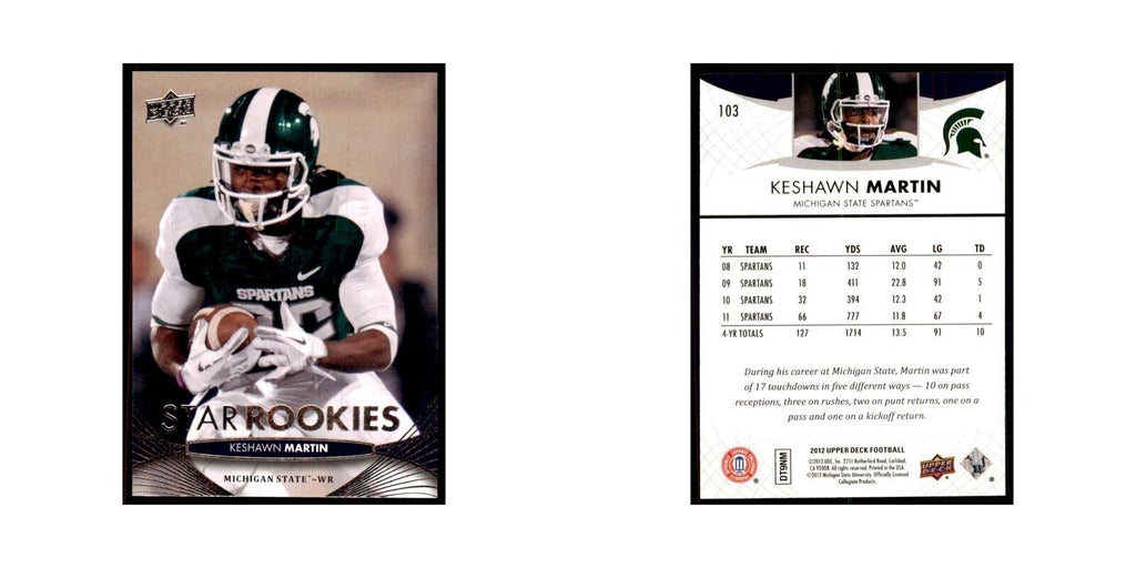 Keshawn Martin Rookie 2012 Upper Deck #103 Football Cards Football Card NM
