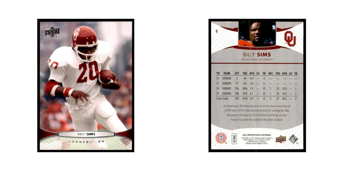 Billy Sims 2012 Upper Deck #9 Football Cards Football Card NM