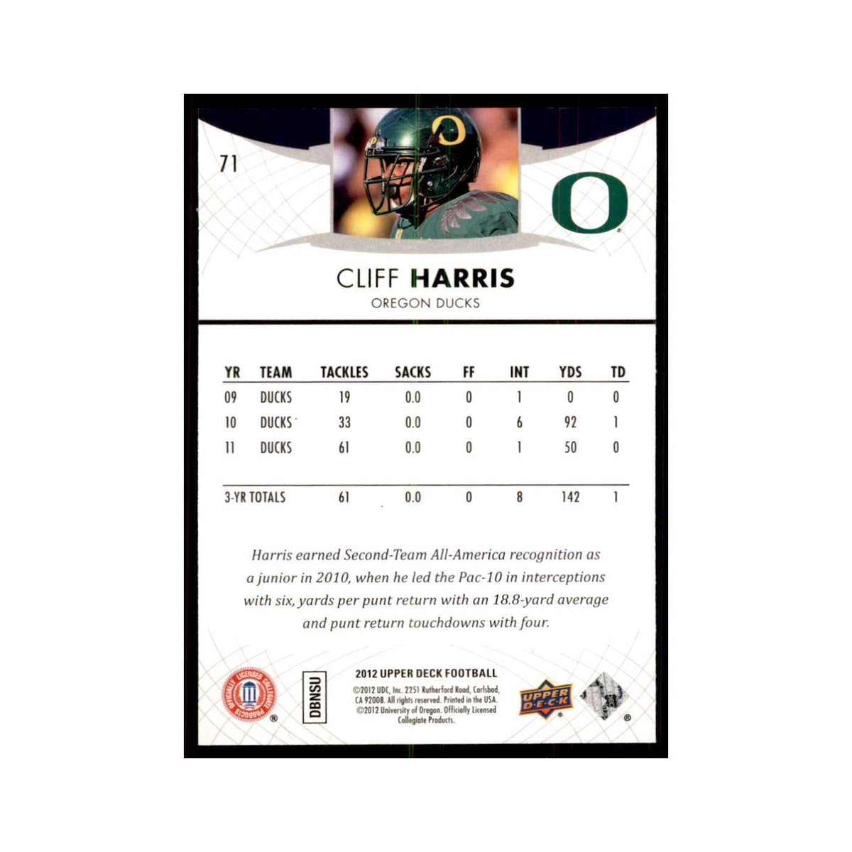 Cliff Harris Rookie 2012 Upper Deck #71 Football Cards Football Card NM