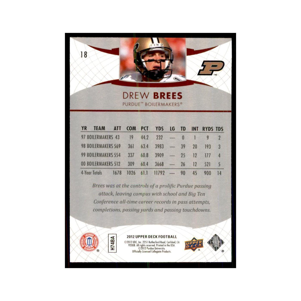 Drew Brees 2012 Upper Deck #18 Football Cards Football Card NM