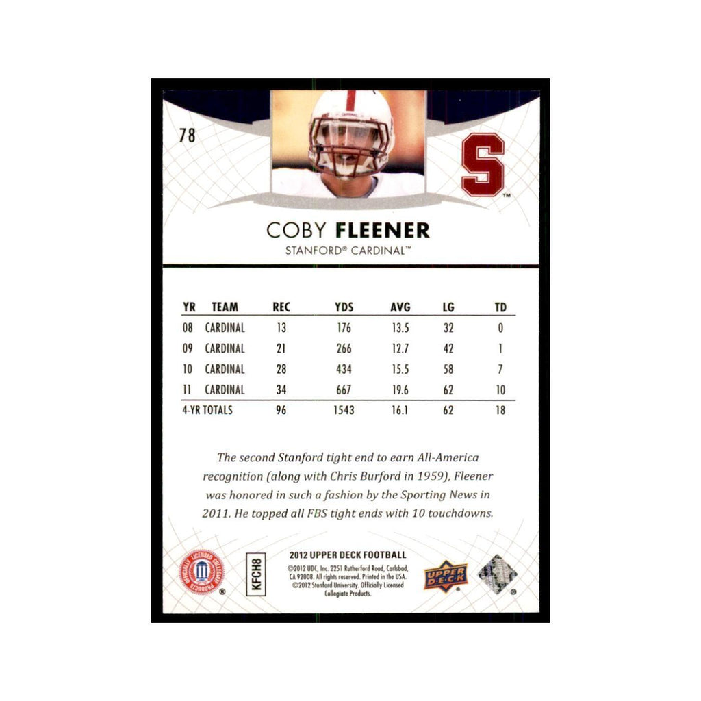 Coby Fleener Rookie 2012 Upper Deck #78 Football Cards Football Card NM