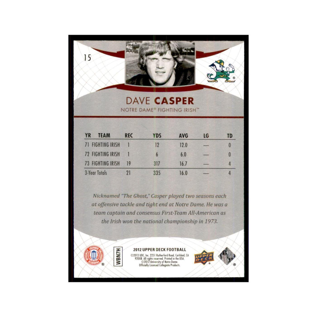 Dave Casper 2012 Upper Deck #15 Football Cards Football Card NM