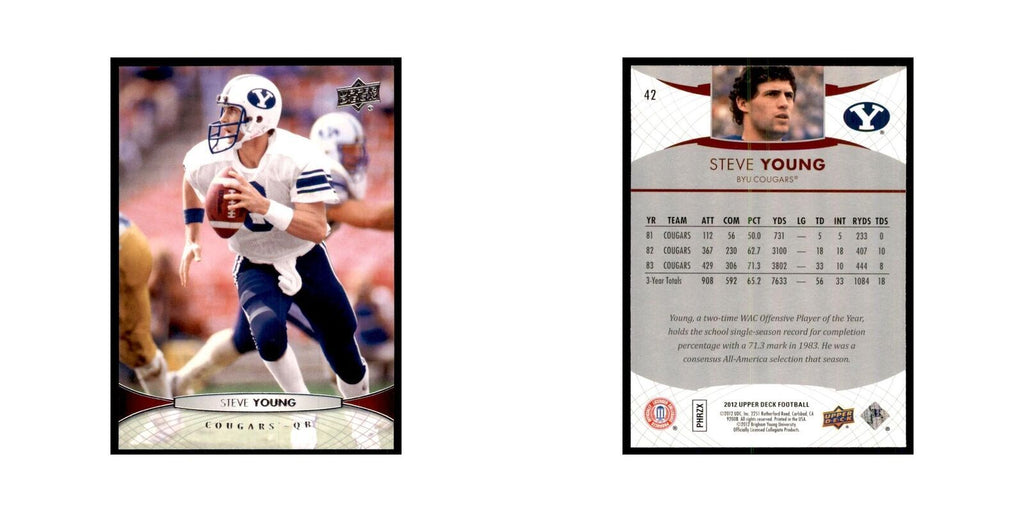 Steve Young 2012 Upper Deck #42 Football Cards Football Card NM