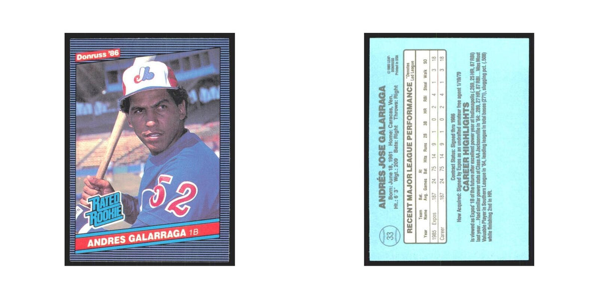 Andres Galarraga 1986 Donruss #33 Montreal Expos Baseball Card NM