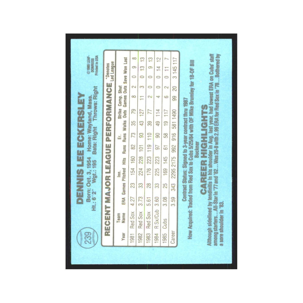 Dennis Eckersley 1986 Donruss #239 Chicago Cubs Baseball Card NM