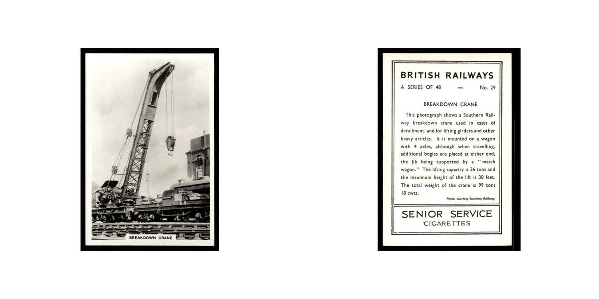Breakdown Crane 1938 Senior Service British Railways #29 Tobacco Card VG