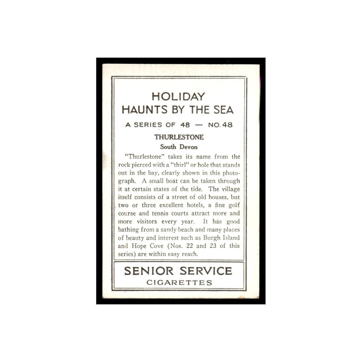 Thurlestone 1938 Senior Service Holiday Haunts by the Sea #48 Tobacco Card VG