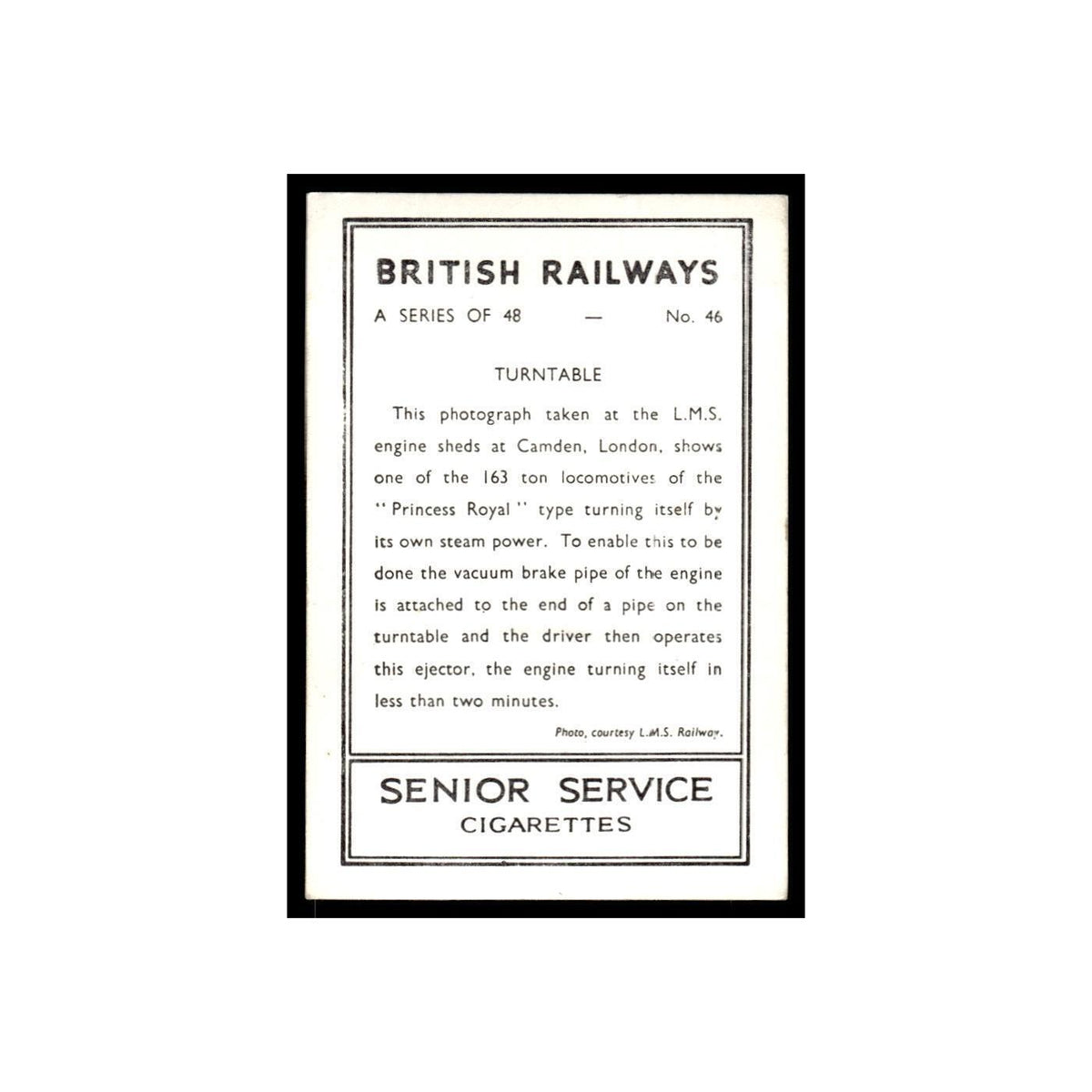 Turntable 1938 Senior Service British Railways #46 Tobacco Card VG