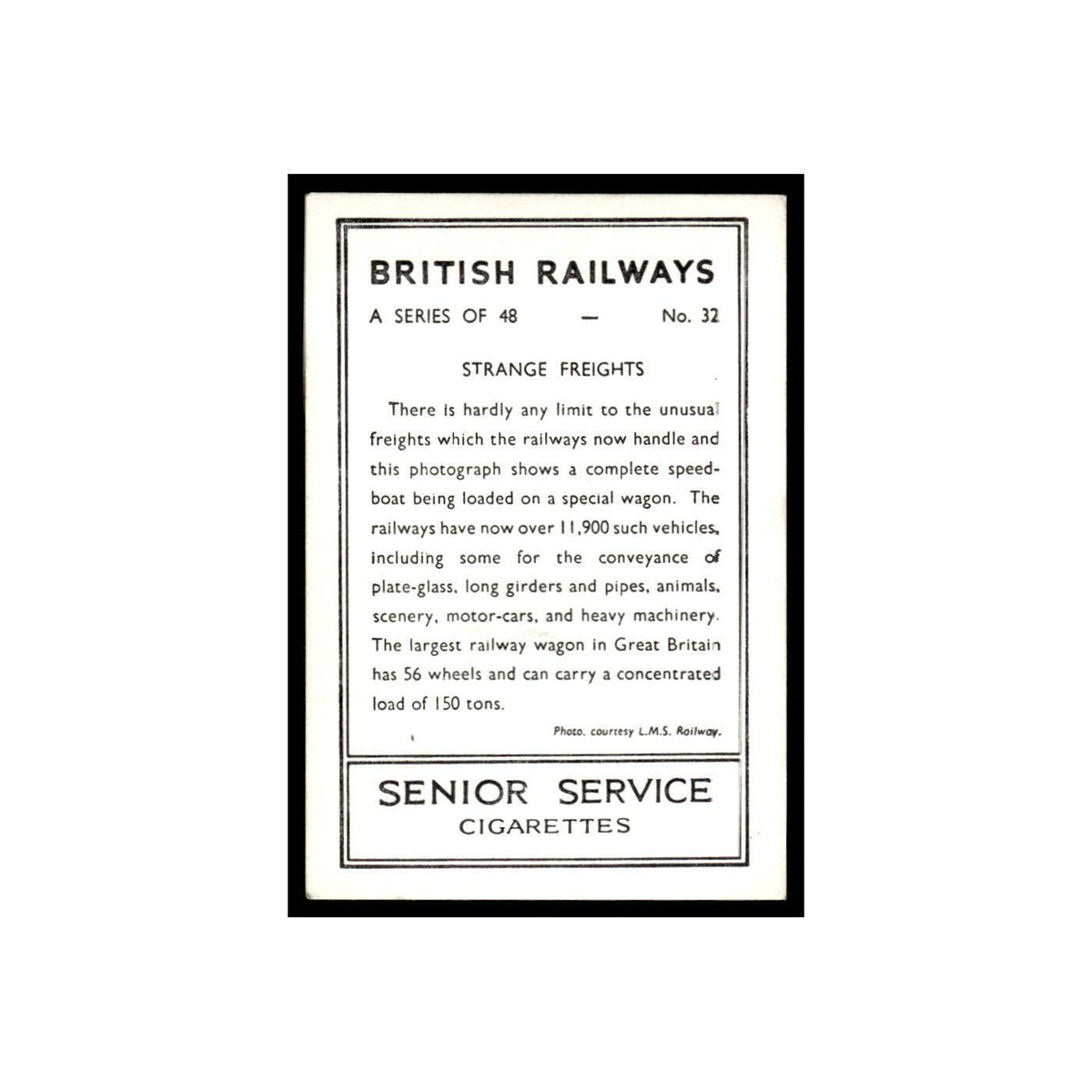 Strange Freights 1938 Senior Service British Railways #32 Tobacco Card VG