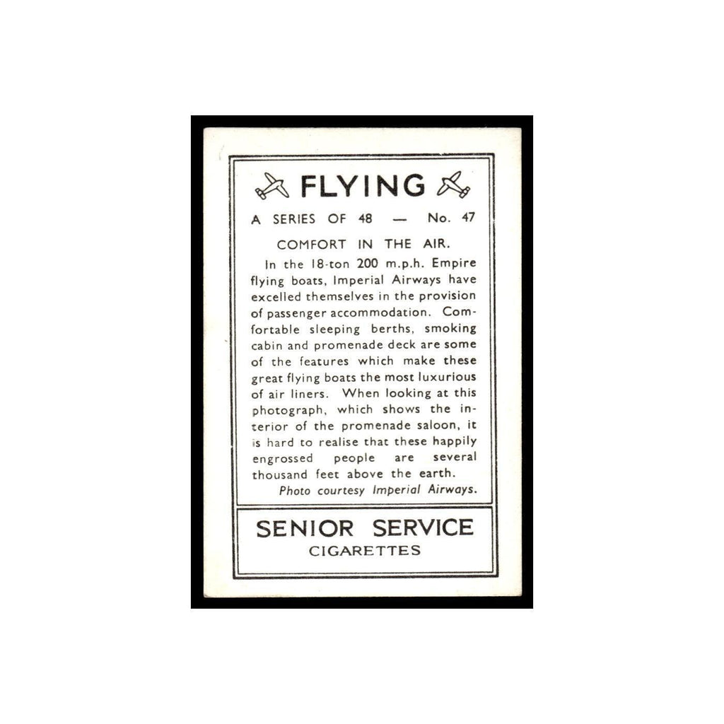 Comfort In The Air 1938 Senior Service Flying #47 Tobacco Card VG