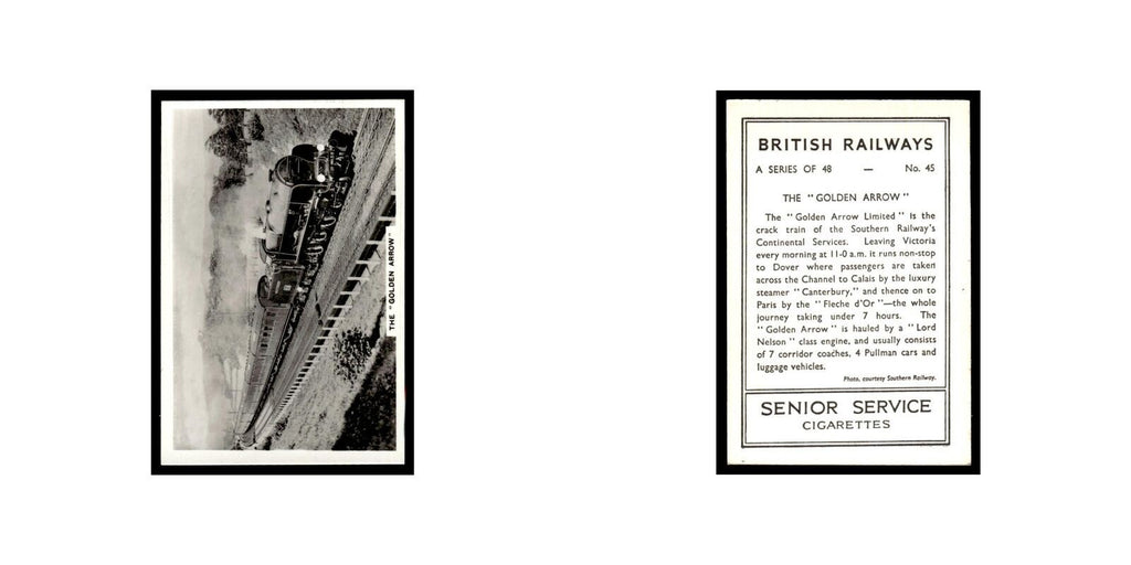 The Golden Arrow 1938 Senior Service British Railways #45 Tobacco Card VG