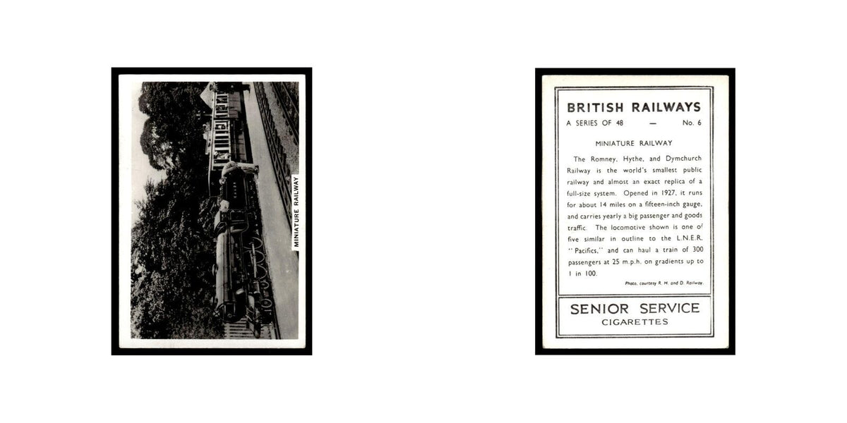 Miniature Railway 1938 Senior Service British Railways #6 TobaccoCard VG