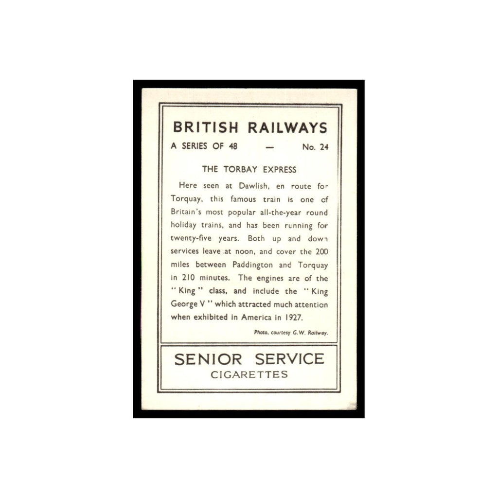 The Torbay Express 1938 Senior Service British Railways #24 Tobacco Card VG