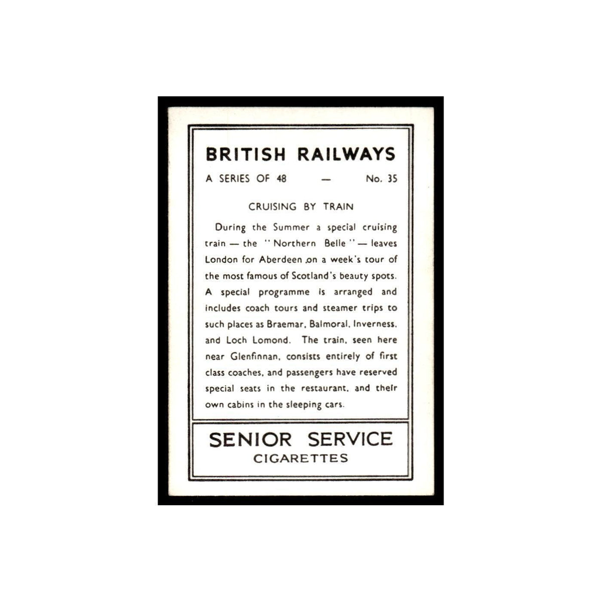 Cruising By Train 1938 Senior Service British Railways #35 Tobacco Card VG