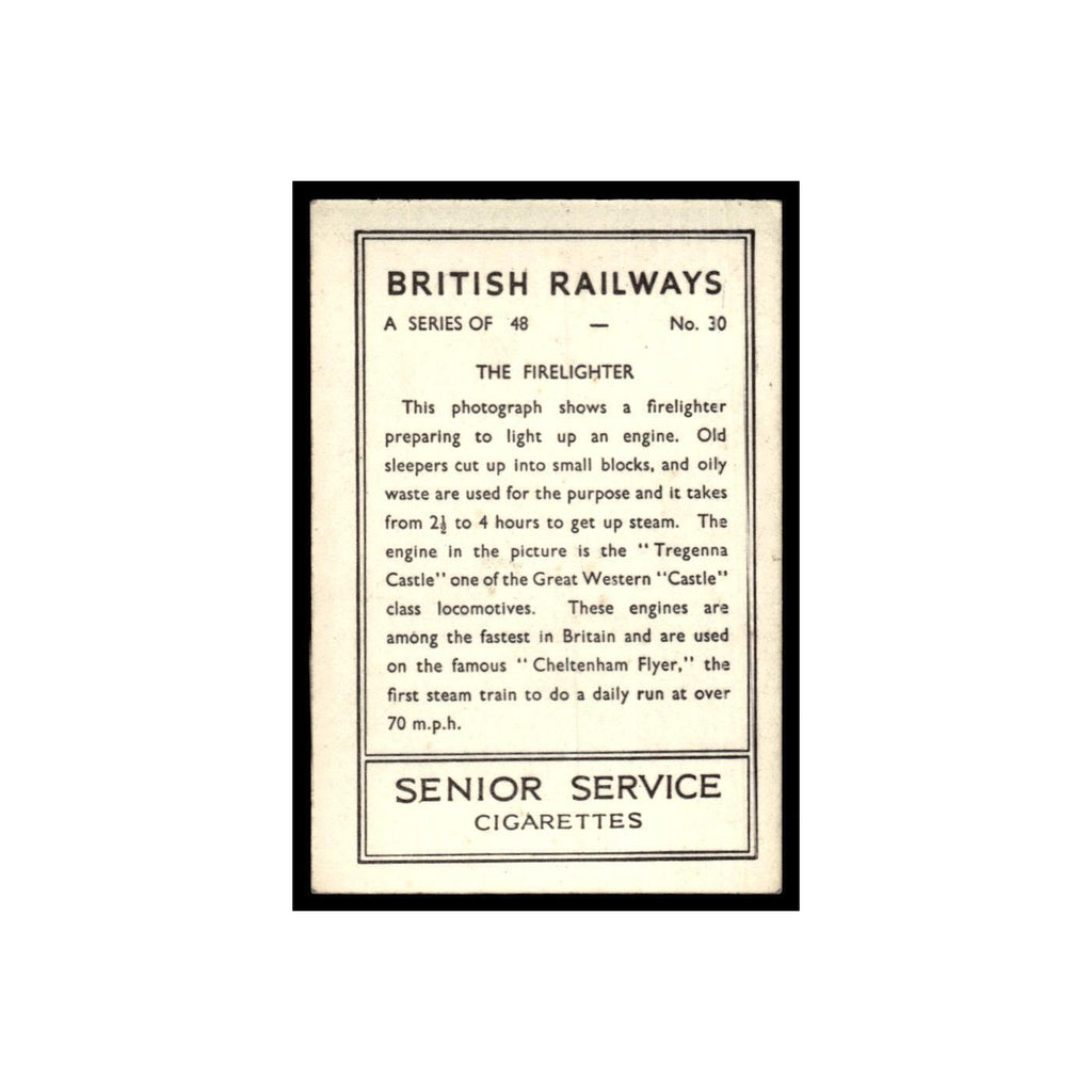 The Firelighter 1938 Senior Service British Railways #30 Tobacco Card VG