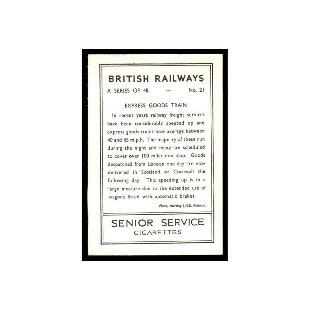 Express Goods Train 1938 Senior Service British Railways #21 Tobacco Card VG