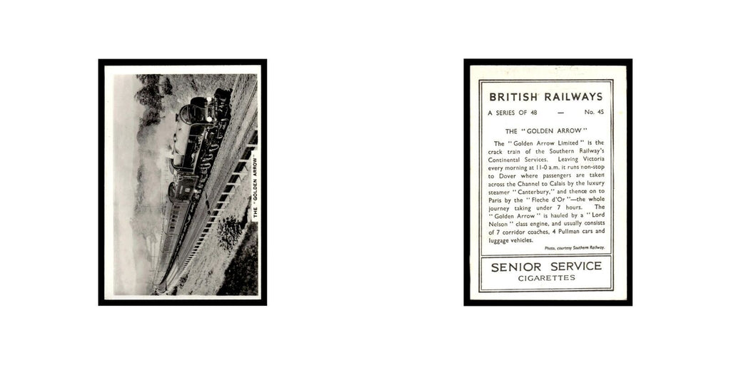 The Golden Arrow 1938 Senior Service British Railways #45 Tobacco Card VG