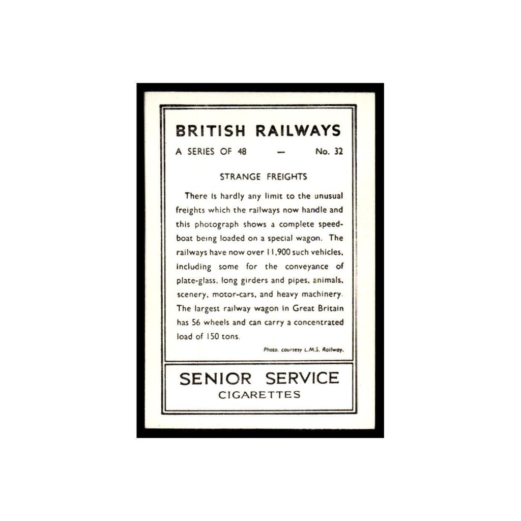 Strange Freights 1938 Senior Service British Railways #32 Tobacco Card VG