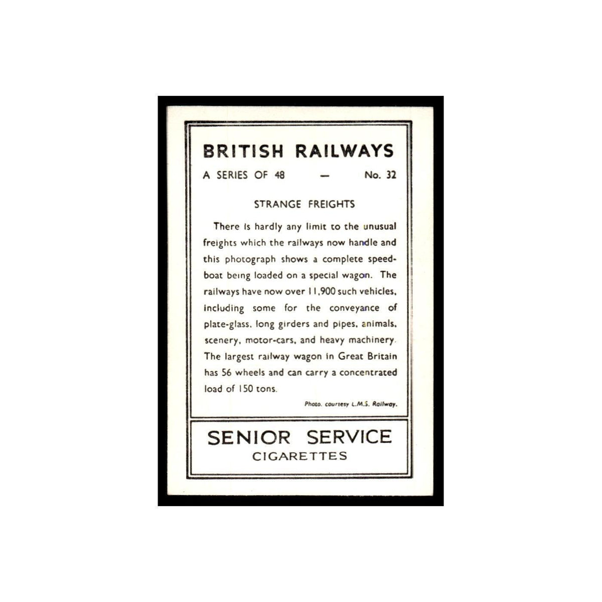 Strange Freights 1938 Senior Service British Railways #32 Tobacco Card VG