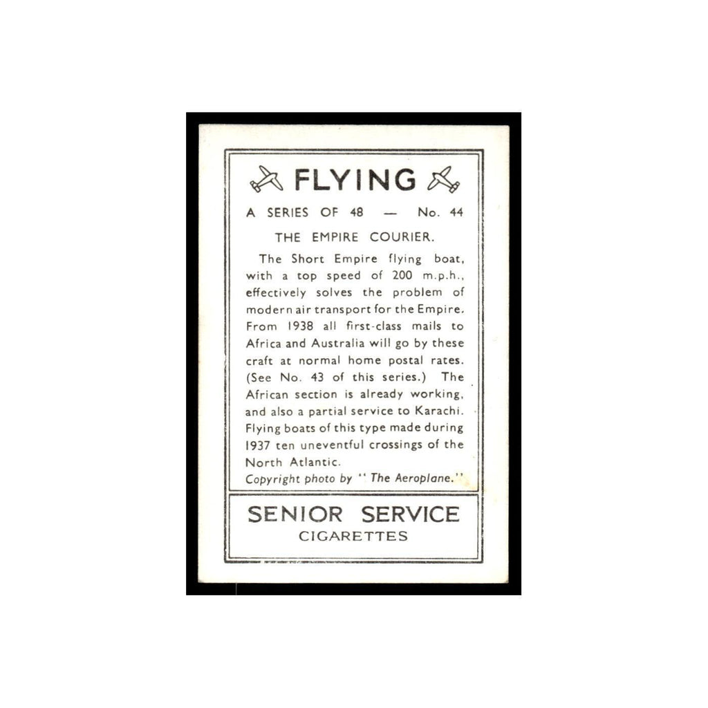 The Empire Courier 1938 Senior Service Flying #44 Tobacco Card VG