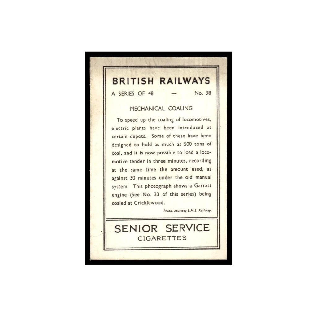 Mechanical Coaling 1938 Senior Service British Railways #38 Tobacco Card VG