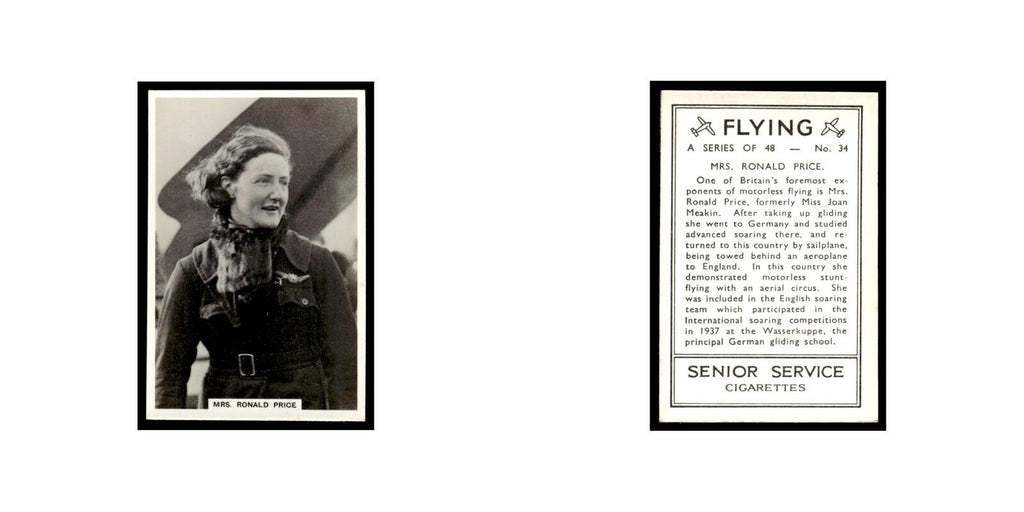 Mrs. Ronald Price 1938 Senior Service Flying #34 Tobacco Card VG