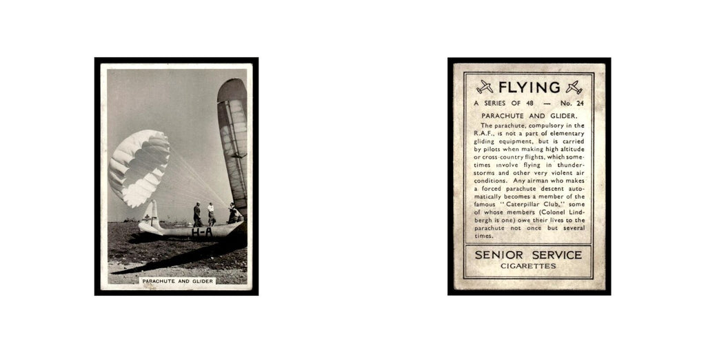 Parachute and Glider 1938 Senior Service Flying #24 Tobacco Card VG