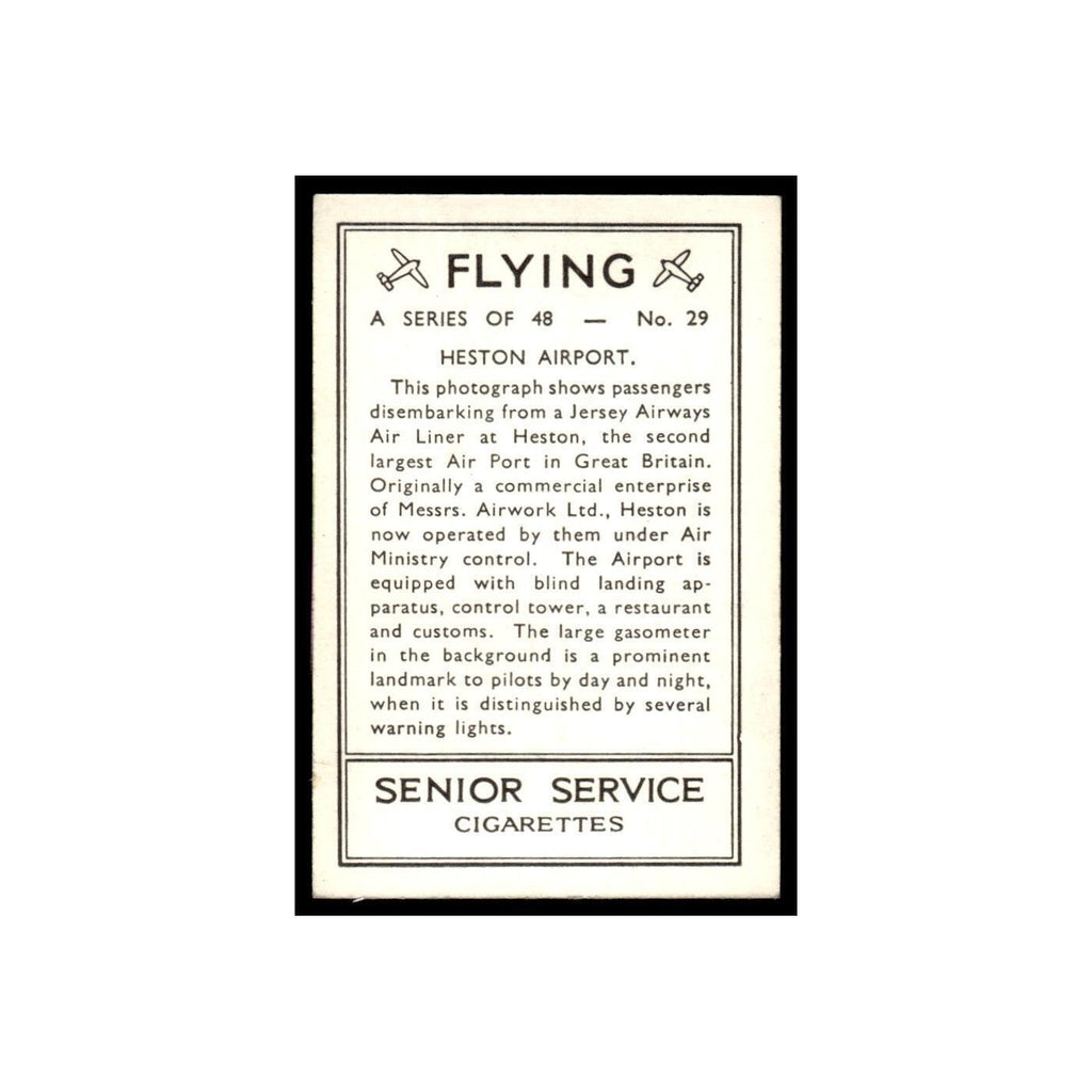 Heston Airport 1938 Senior Service Flying #29 Tobacco Card VG