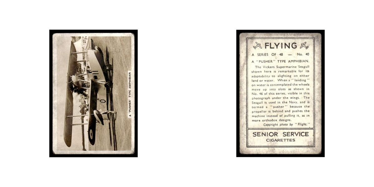 Pusher Type Amphibian 1938 Senior Service Flying #40 Tobacco Card VG