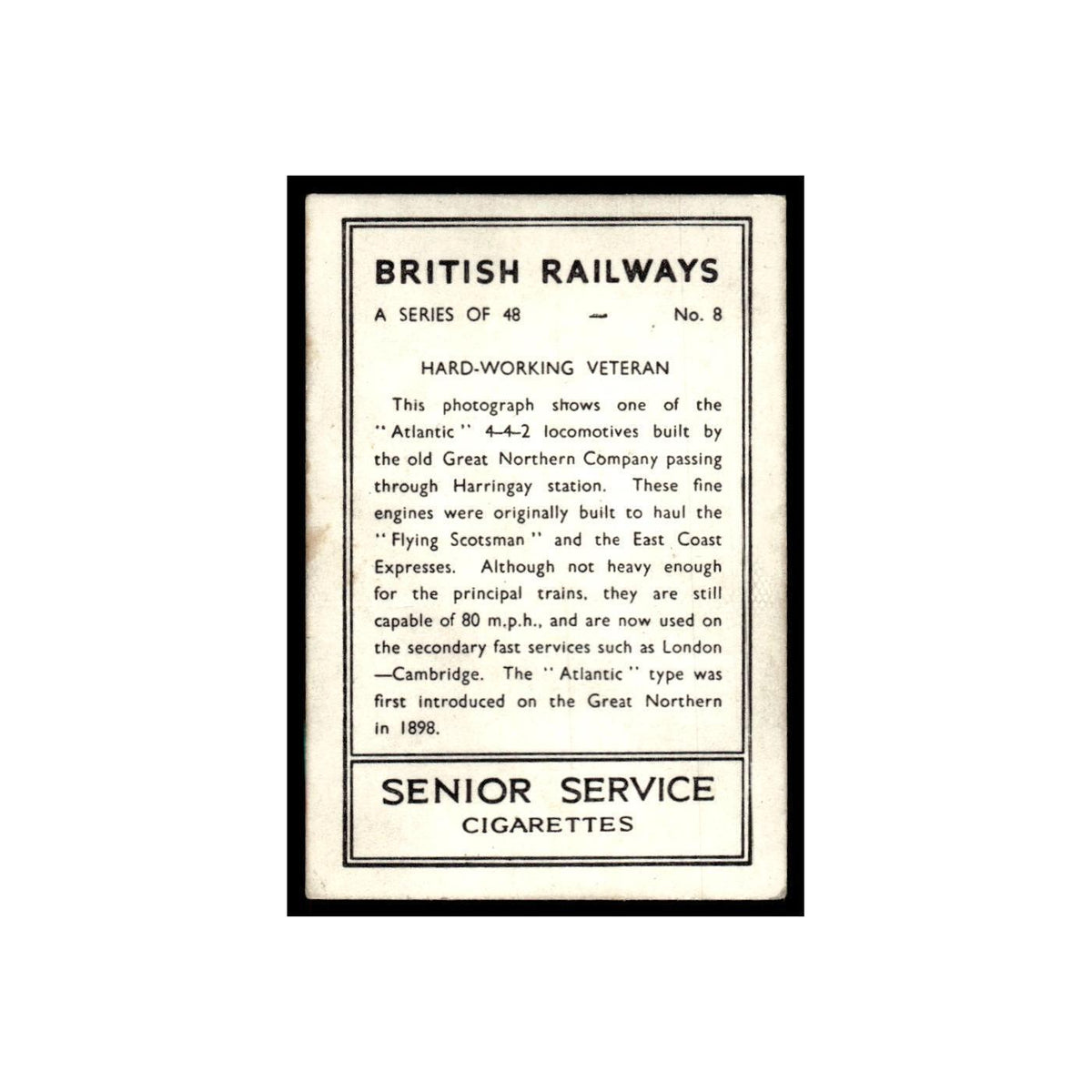 Hard Working Veteran 1938 Senior Service British Railways #8 Tobacco Card VG