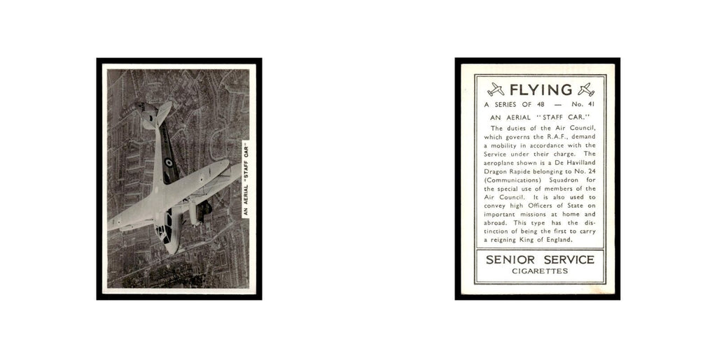 Aerial Staff Car 1938 Senior Service Flying #41 Tobacco Card VG