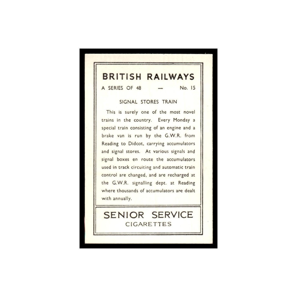 Signal Stores Train 1938 Senior Service British Railways #15 Tobacco Card VG
