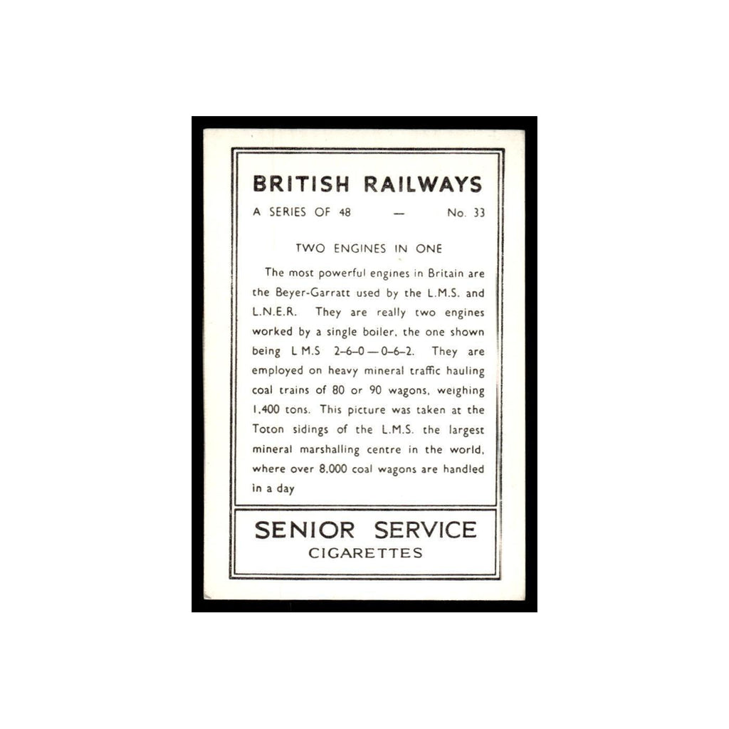 Two Engines In One 1938 Senior Service British Railways #33 Tobacco Card VG