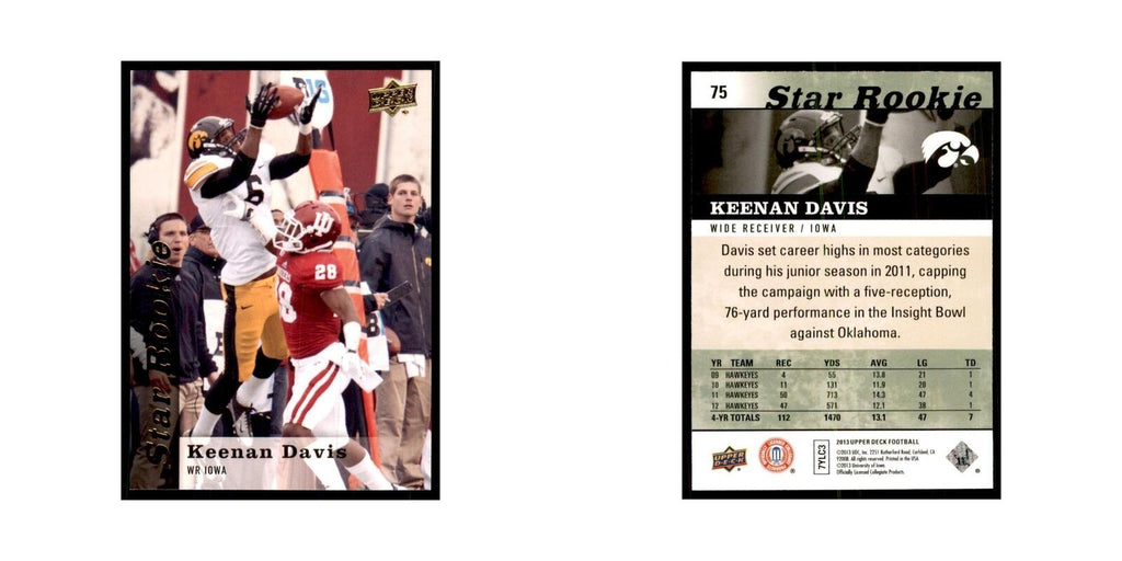 Keenan Davis Rookie 2013 Upper Deck #75 Football Cards Football Card NM