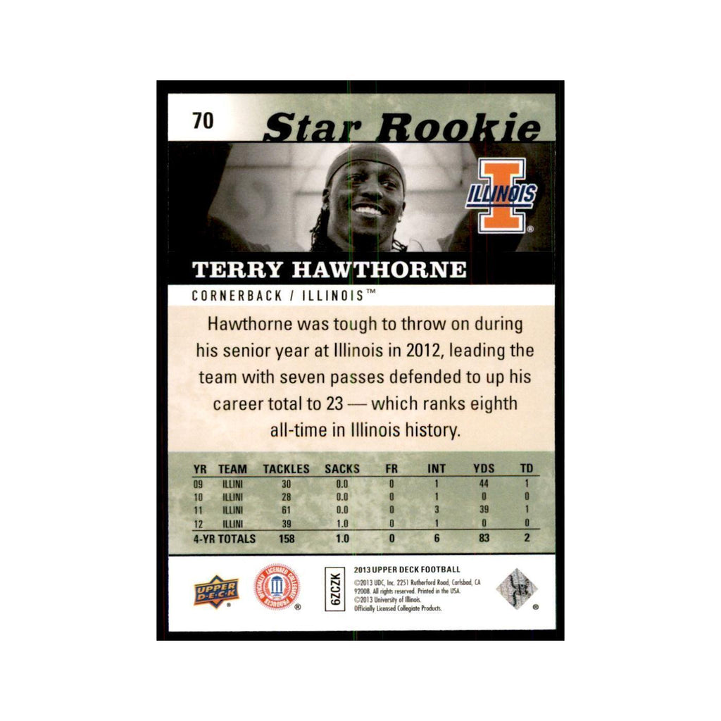 Terry Hawthorne Rookie 2013 Upper Deck #70 Football Cards Football Card NM