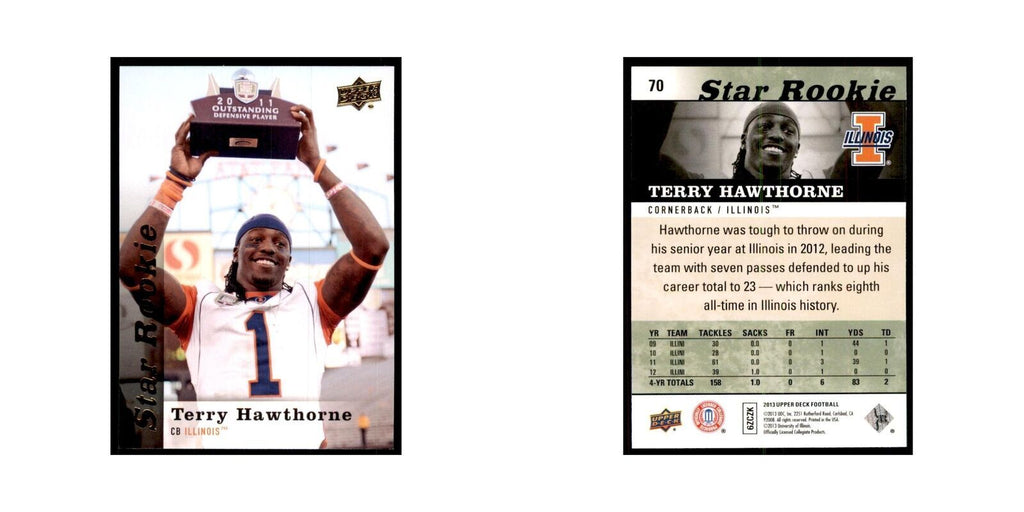 Terry Hawthorne Rookie 2013 Upper Deck #70 Football Cards Football Card NM