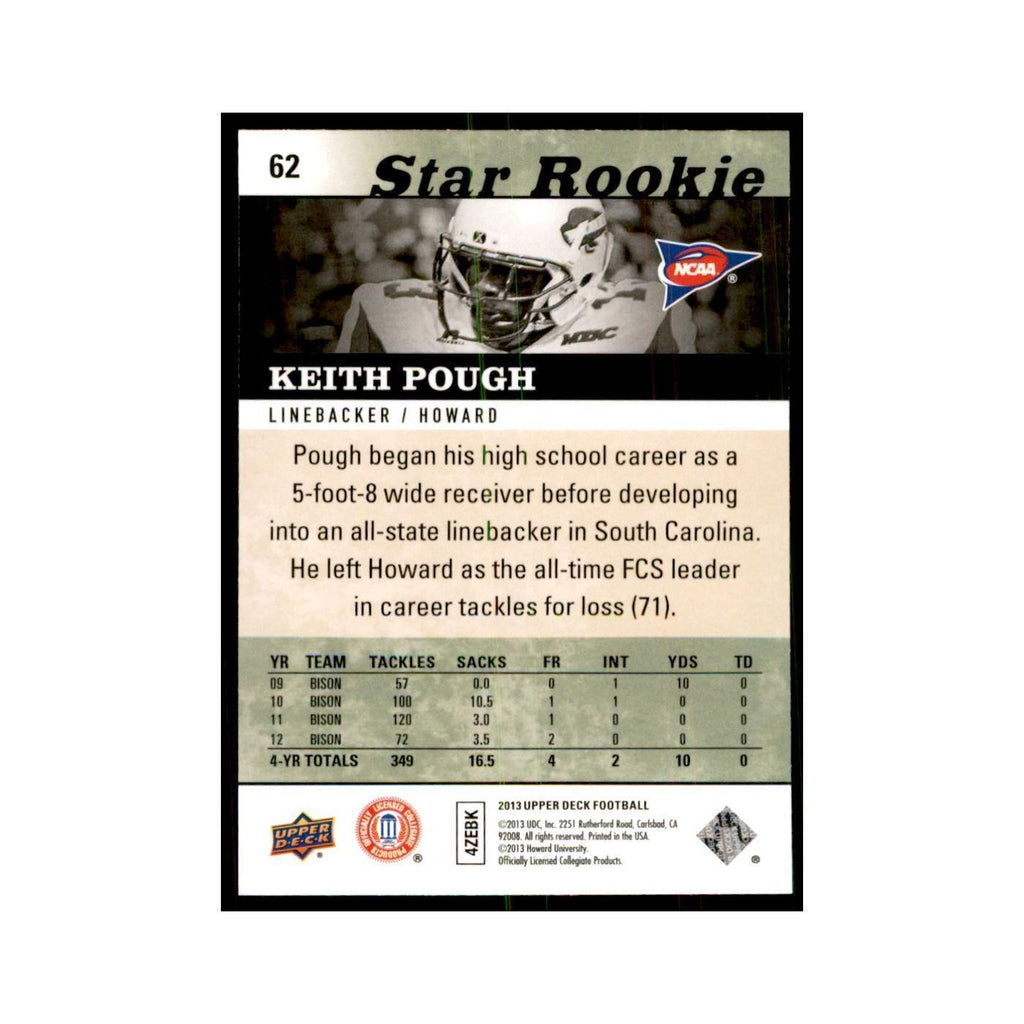 Keith Pough Rookie 2013 Upper Deck #62 Football Cards Football Card NM