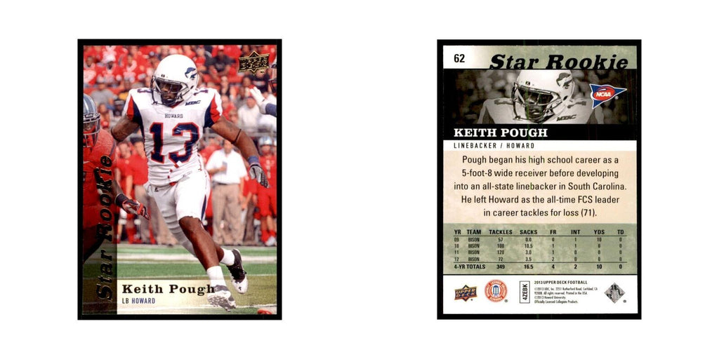 Keith Pough Rookie 2013 Upper Deck #62 Football Cards Football Card NM