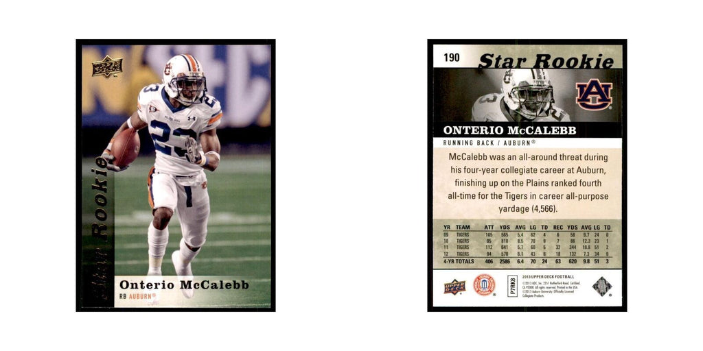 Onterio McCalebb Rookie 2013 Upper Deck #190 Football Cards Football Card NM