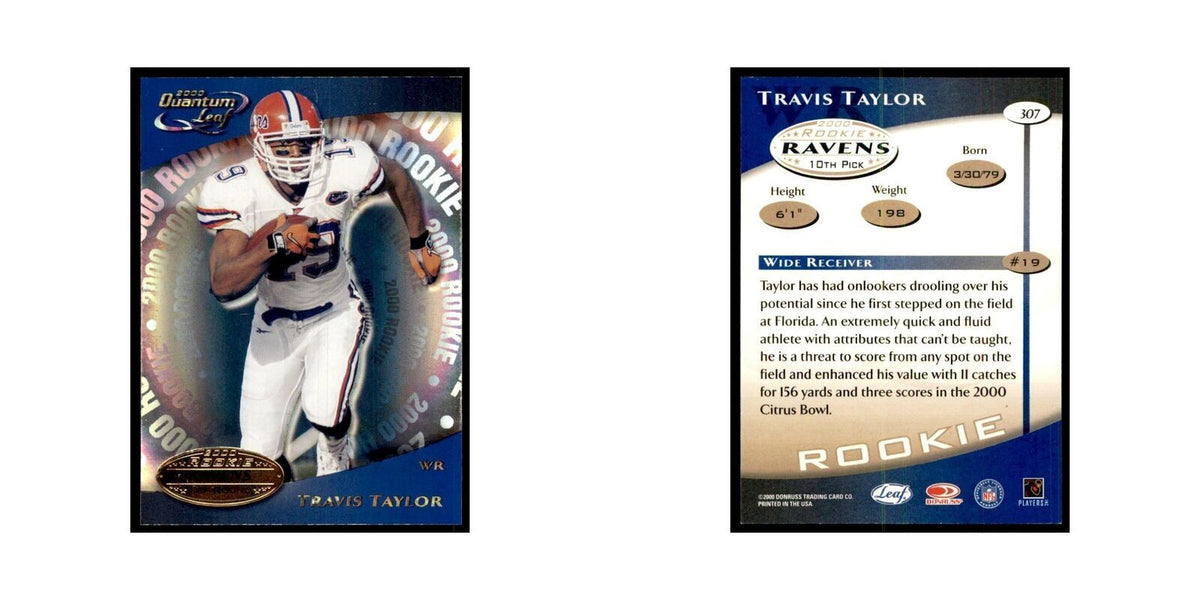 Travis Taylor Rookie 2000 Quantum Leaf #307 Football Cards Football Card NM